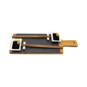 Homestead 8-Piece Serving Slate Tray Set for Sushi Black and Brown Homestead 8-Piece Serving Slate Tray Set for Sushi Black and Brown